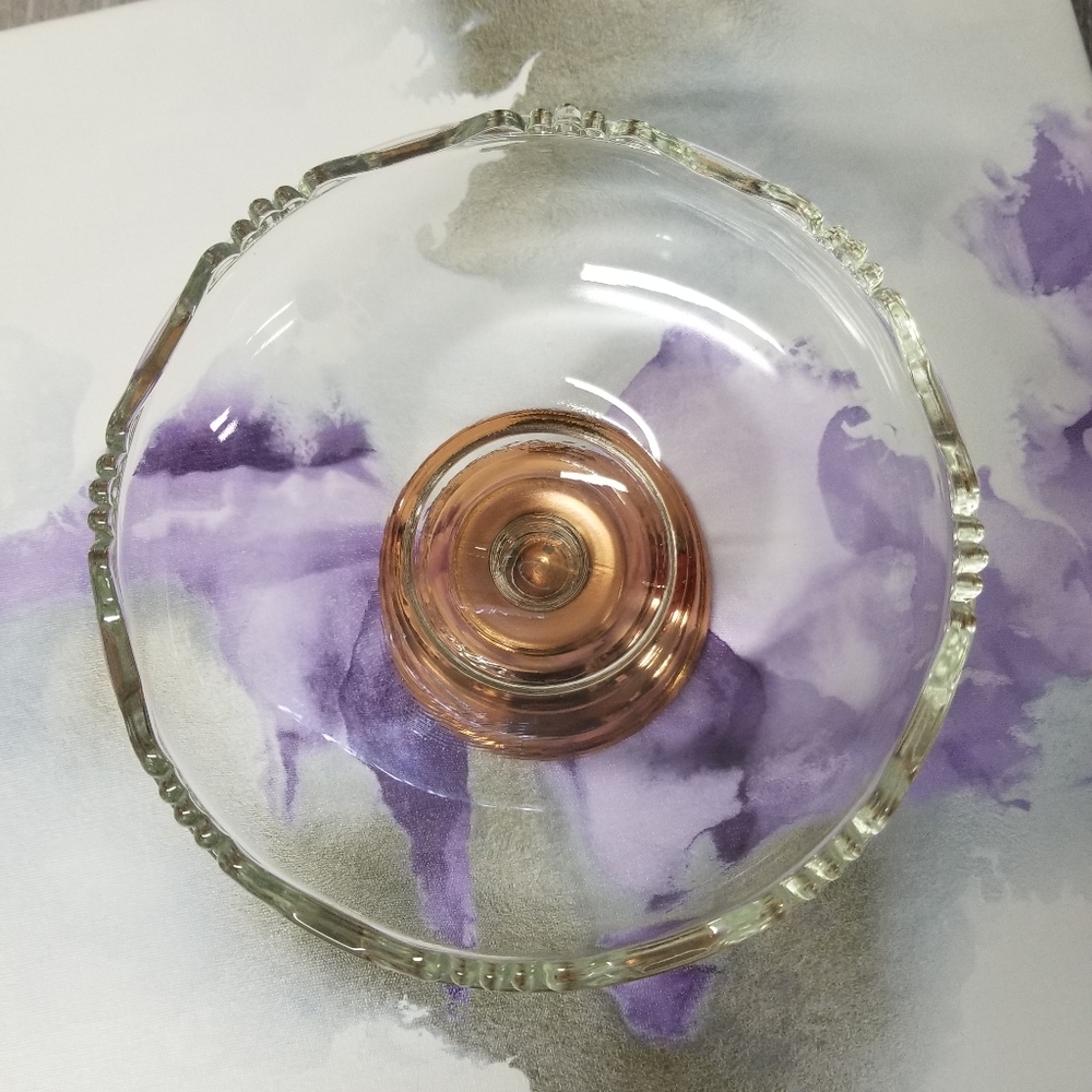Princess House Copper Footed Glass Bowl - Picture 2 of 8
